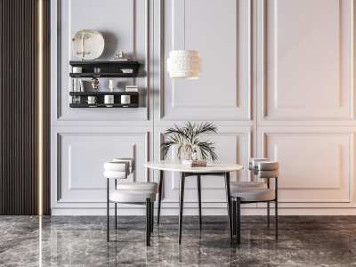 现代餐桌椅组合3D模型下载